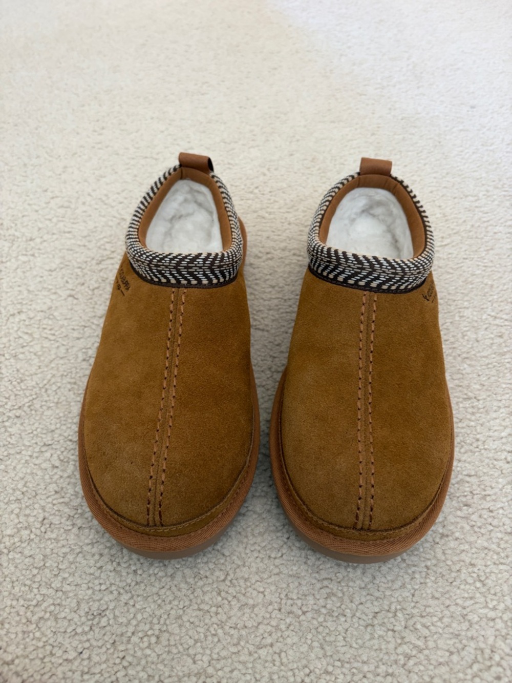 Koolaburra Women's Tan Suede Slip-On Loafers with Fleece Lining